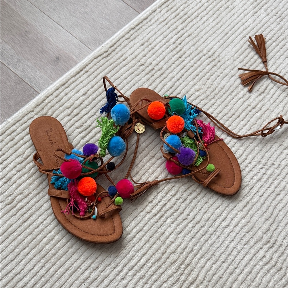 Colorful Pom Pom Sandals